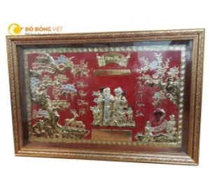 Tranh mừng thọ song cụ liền mê khung nhựa KT 70x110