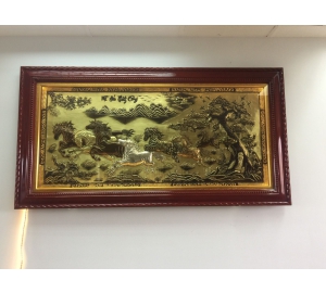 Tranh đồng mã đáo thành công đèn led khung gỗ đẹp tinh xảo