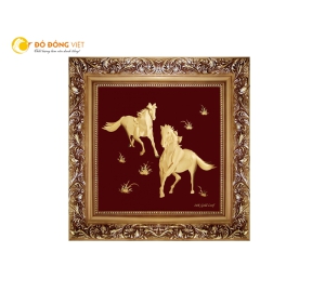 Tranh ngựa dát vàng 24k đẹp tinh xảo, quà tặng doanh nhân ý nghĩa