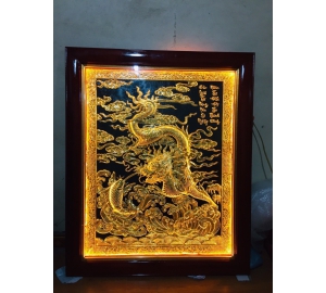 Tranh rồng phong thủy đèn led, giá bán tranh đồng làm quà tặng