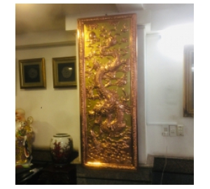 Tranh rồng phú quý bằng đồng đỏ thúc nổi thủ công tinh xảo