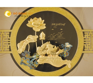 Tranh sen vàng dát vàng 24k đẹp chất lượng