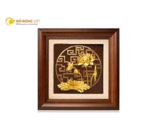 Tranh hoa sen dát vàng quà tặng cao cấp tại Đồ đồng Việt