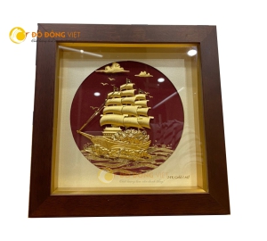 Tranh thuyền buồm dát vàng 24k quà tặng sang trọng