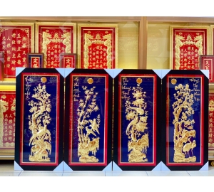 Tranh tứ quý dát vàng 