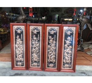 Tranh đồng tứ quý tùng cúc trúc mai bằng đồng đỏ