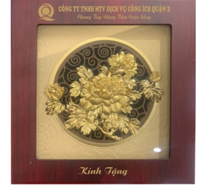 Tranh hoa mẫu đơn dát vàng, quà tặng doanh nghiệp