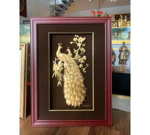 Quà cưới độc đáo và ý nghĩa- tranh uyên ương bằng vàng lá 24k