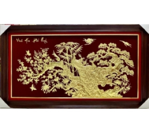 TRANH VINH HOA PHÚ QUÝ BẰNG ĐỒNG MẠ VÀNG