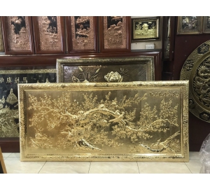 Tranh vinh hoa phú quý khung liền đồng mạ vàng 24k đẹp xuất sắc
