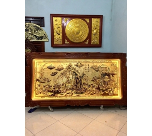 Tranh đồng vinh quy bái tổ đèn LEG 1m2x2m3