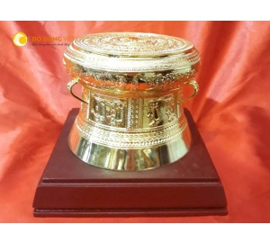 Trống đồng đông sơn thu nhỏ mạ vàng 24k