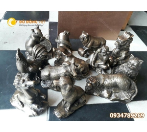 Tượng 12 con giáp bằng đồng phong thủy 12cm 