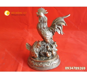 Tượng gà trống bằng đồng phong thuỷ