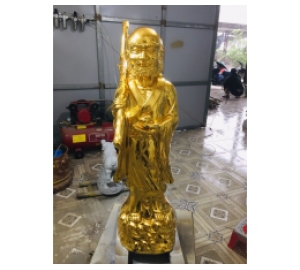 Tượng Bồ Đề Đạt Ma Sư Tổ bằng đồng dát vàng 9999