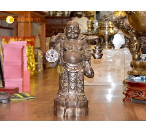 Tượng Phật Di Lặc gánh tiền vàng khảm ngũ sắc đẹp tinh xảo