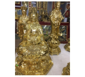 Tượng Phật Quan Âm bằng đồng mạ vàng 24k, đúc tượng Phật đồng theo yêu cầu