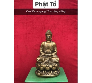 Đúc tượng Phật A Di Đà ngồi trên đài sen bằng đồng vàng hun xanh