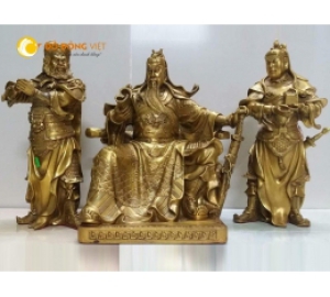 Mẫu tượng quan công bằng đồng ngồi đọc sách