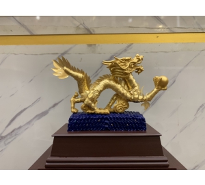 Tượng rồng phong thủy cầm ngọc dát vàng lá 24k đẹp tinh xảo từng chi tiết