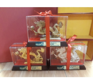 Tượng rồng quà tặng, mẫu tượng rồng bằng đồng mạ vàng quà lưu niệm cho công ty