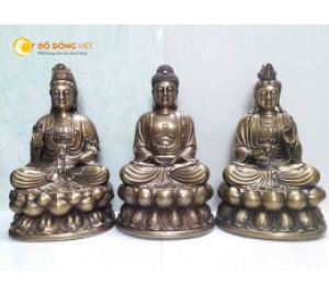 Tượng tam thế phật bằng đồng cao 60cm