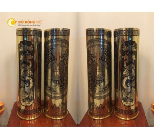 Ống đạn pháo ăn mòn tranh tứ quý và mặt trống đồng