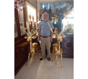 Đôi Hươu  Đồng Dát Vàng 24K  Cao 80 Cm 