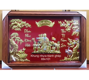 Tranh mừng thọ ông bà bằng đồng đẹp