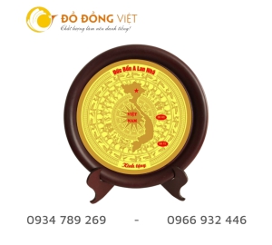 Đĩa quà tặng trống đồng ăn mòn khắc bản đồ Việt Nam