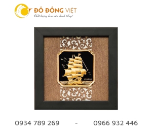 Tranh thuyền buồm phong thủy mạ vàng, quà tặng đồ đồng cao cấp