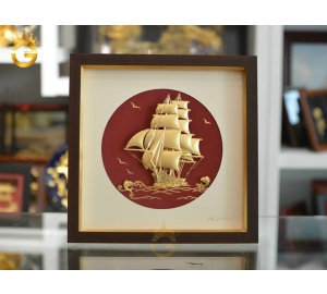 TRANH THUYỀN BUỒM BẰNG ĐỒNG MẠ VÀNG 24K CAO CẤP 