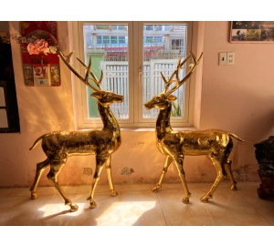 TƯỢNG HƯƠU SAO ĐỒNG ĐỎ MẠ VÀNG 24K