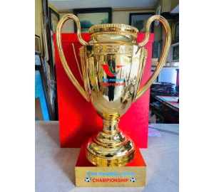 Chế tác cúp bằng đồng mạ vàng cao 50cm 