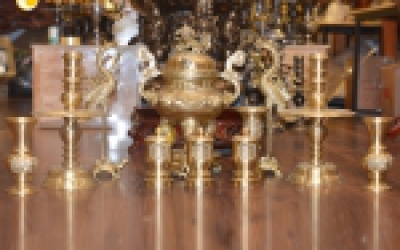 Báo giá đồ thờ cúng bằng đồng cát tút, bộ đỉnh thờ cúng giá rẻ KT 70cm