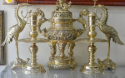 Bộ đỉnh thờ lư hương đồng chất lượng đúc từ vỏ cattut đẹp giá rẻ