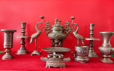 BỘ ĐỒ THỜ CÚNG BẰNG ĐỒNG HUN
