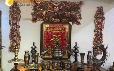Cửa hàng bán đồ thờ cúng tại TP HCM, bộ đỉnh đồng ngũ sự tam sự hưng vượng bình an phú quý