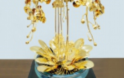 Mô hình chậu cây hoa lan hồ điệp vàng 24k - MS06