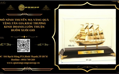 MÔ HÌNH THUYỀN BUỒM MẠ VÀNG QUÀ TẶNG ĐỘC ĐÁO VÀ Ý NGHĨA